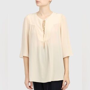 MaxMara Ecru Silk Blend Front Placket Blouse